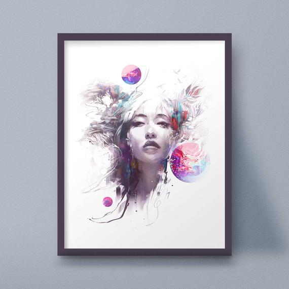 570x570 leaves foliage abstract portrait drawing botanical art print etsy - Abstract Portrait Drawing