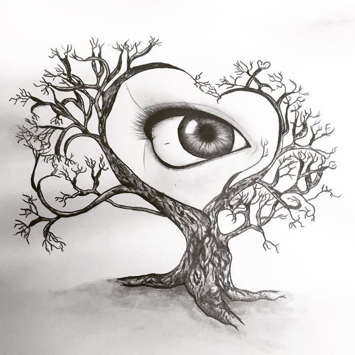 720x720 The Eye Tree - Abstract Tree Drawing