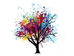 300x225 Art Print Poster Painting Drawing Abstract Colourful Tree Splash - Abstract Tree Drawing