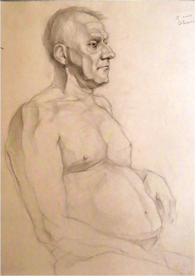 770x1093 academic drawing study, male, half figure drawing - Academic Drawing