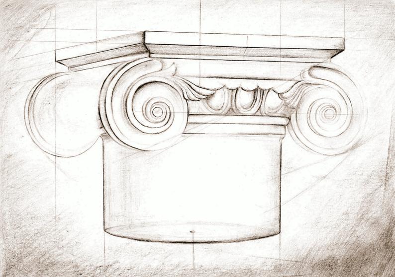 794x558 original drawing capital wall art column academic drawing etsy - Academic Drawing