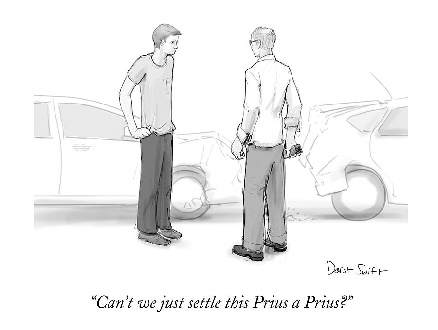 900x679 two men converse next to a rear end car accident drawing - Accident Drawing