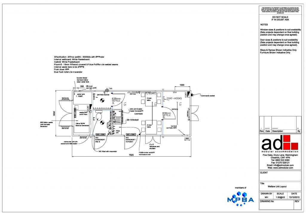 1024x724 welfare unit drawing - Accommodation Drawing