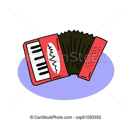 450x410 Accordion Cartoon Hand Drawn Image Original Colorful Artwork - Accordion Drawing