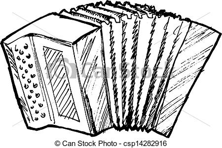 450x301 Hand Drawn, Sketch, Cartoon Illustration Of Accordion - Accordion Drawing