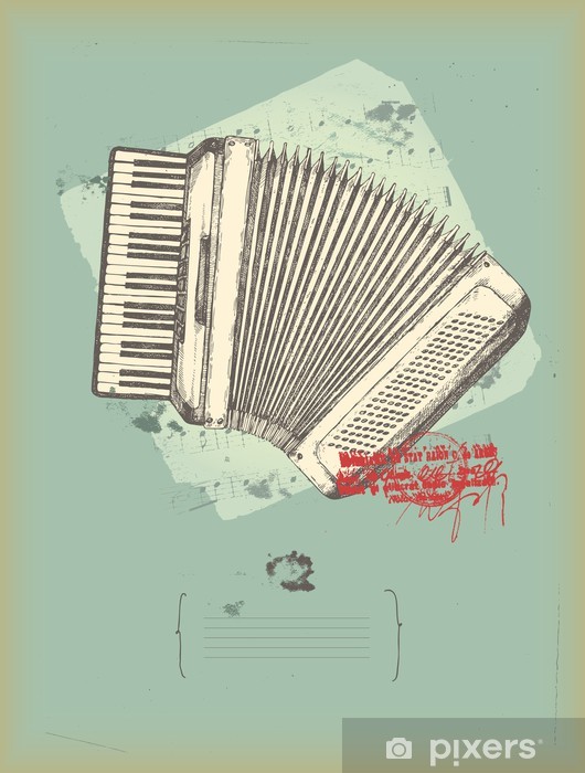 530x700 Old Accordion Drawing Music Theme Wall Mural We Live - Accordion Drawing