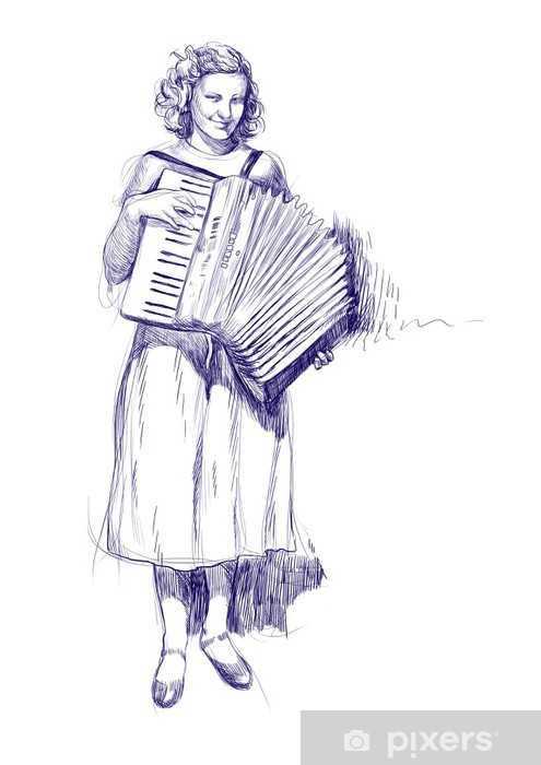495x700 Woman With An Accordion - Accordion Drawing