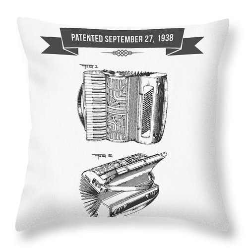 500x500 Accordion Patent Drawing Throw Pillow For Sale - Accordion Drawing