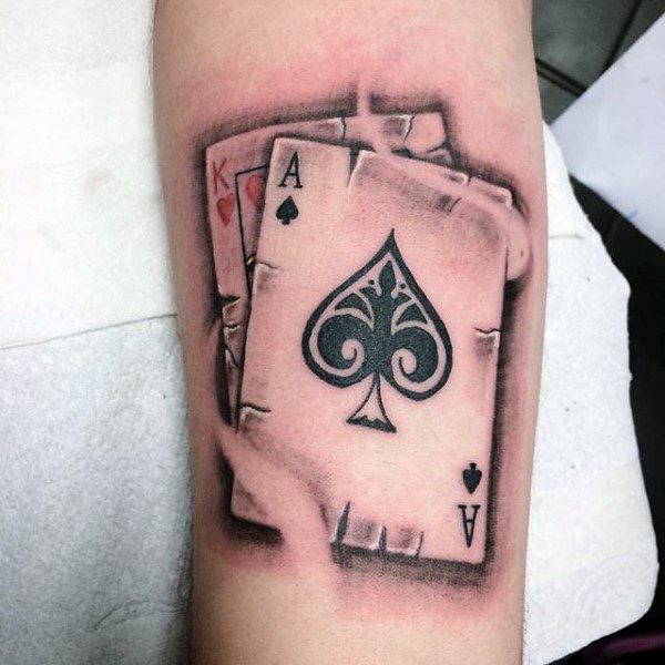 600x600 King Of Hearts And Ace Of Spades Cards Tattoo On Arm - Ace Of Spades Card Drawing