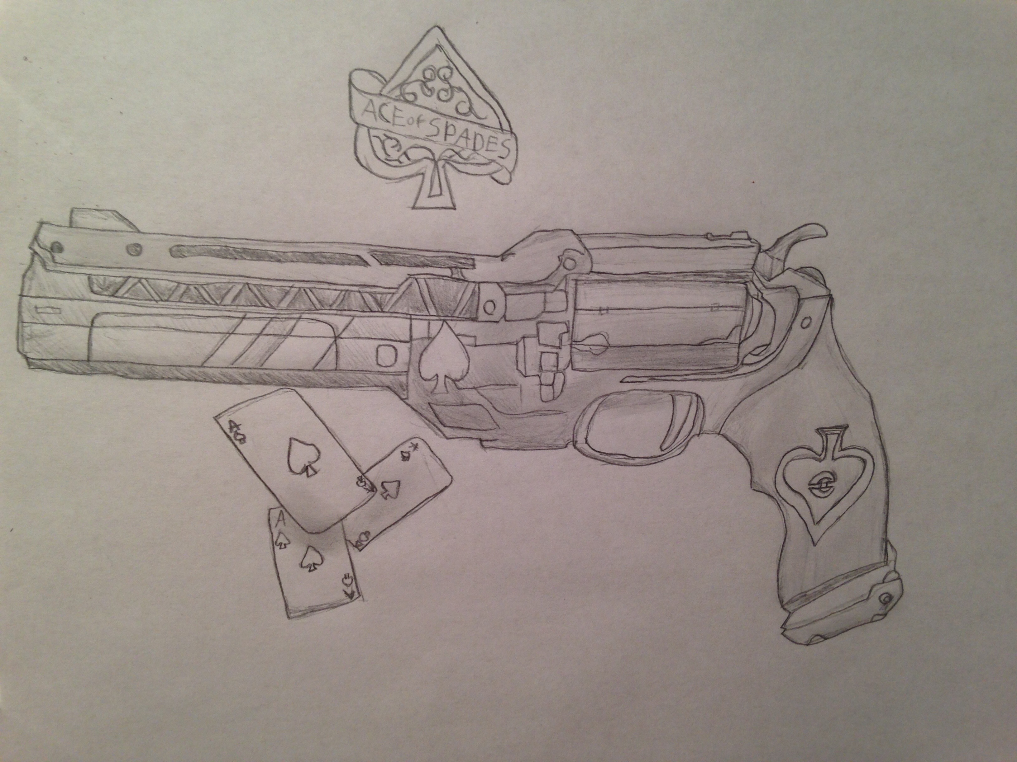3264x2448 ace of spades hand cannon drawing - Ace Of Spades Drawing