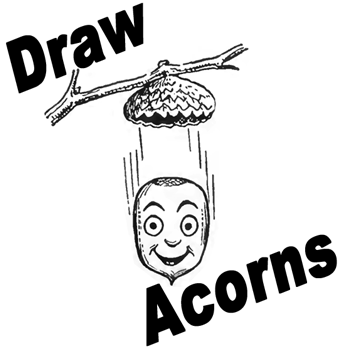 350x350 How To Draw Acorns Falling From Oak Tree Branch With Easy Drawing - Acorn Line Drawing