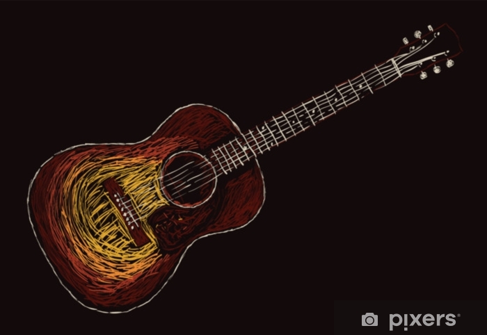700x482 acoustic guitar drawing wall mural we live to change - Acoustic Guitar Drawing