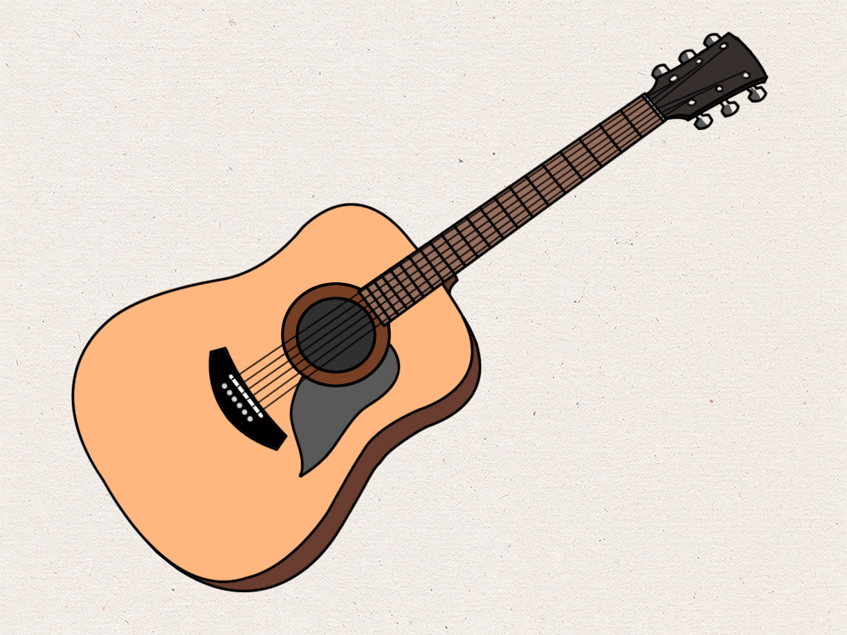 1224x918 how to draw an acoustic guitar steps - Acoustic Guitar Drawing