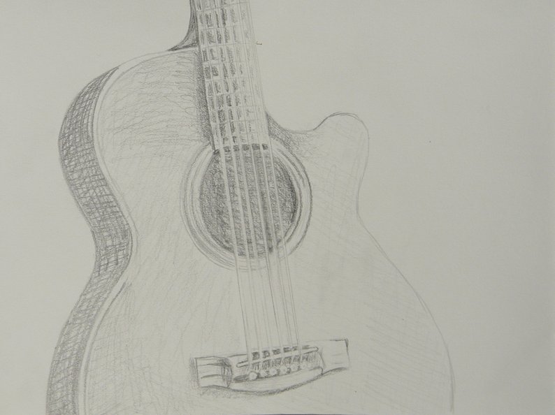 794x594 acoustic guitar pencil drawing guitar lover gift music room etsy - Acoustic Guitar Drawing