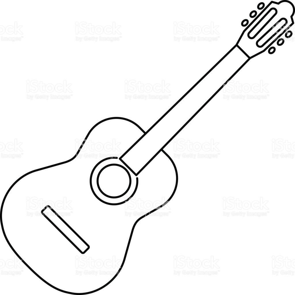 1024x1024 black and white acoustic guitar clipart great free clipart - Acoustic Guitar Line Drawing