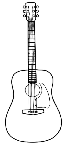 224x500 simple line art vector image of acoustic guitar art guitar - Acoustic Guitar Line Drawing