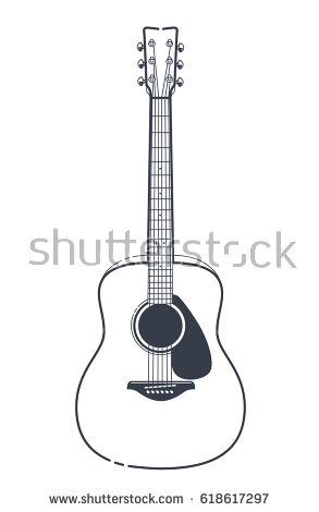 293x470 acoustic guitar outline stock vector acoustic guitar vector - Acoustic Guitar Line Drawing
