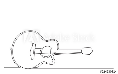 500x313 continuous line drawing of steel string acoustic guitar - Acoustic Guitar Line Drawing