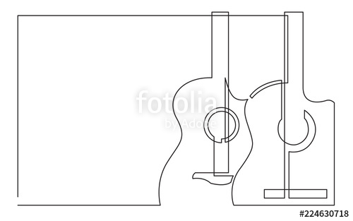 500x313 continuous line drawing of two classical acoustic guitars stock - Acoustic Guitar Line Drawing