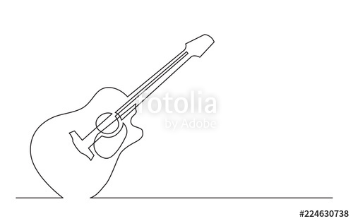 500x313 continuous line drawing of western steel strings acoustic guitar - Acoustic Guitar Line Drawing