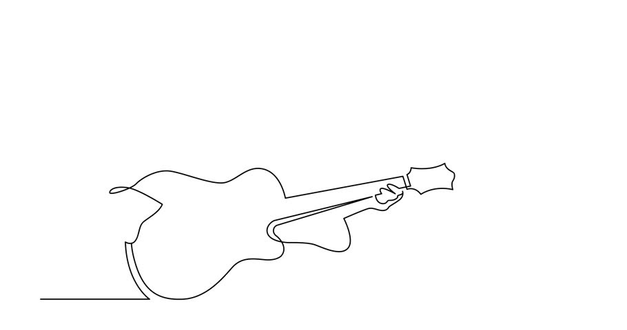 910x480 line drawing of girl playing acoustic guitar - Acoustic Guitar Line Drawing