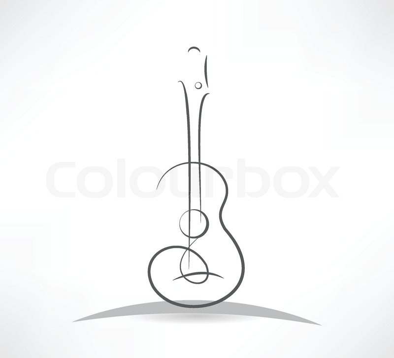 800x727 acoustic guitar bending line icon stock vector colourbox - Acoustic Guitar Line Drawing