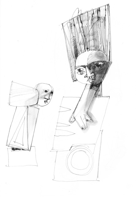 434x640 Kevin Flanagan Ceramic Sculpture Concept Drawing Acrobat Kevin - Acrobat Drawing