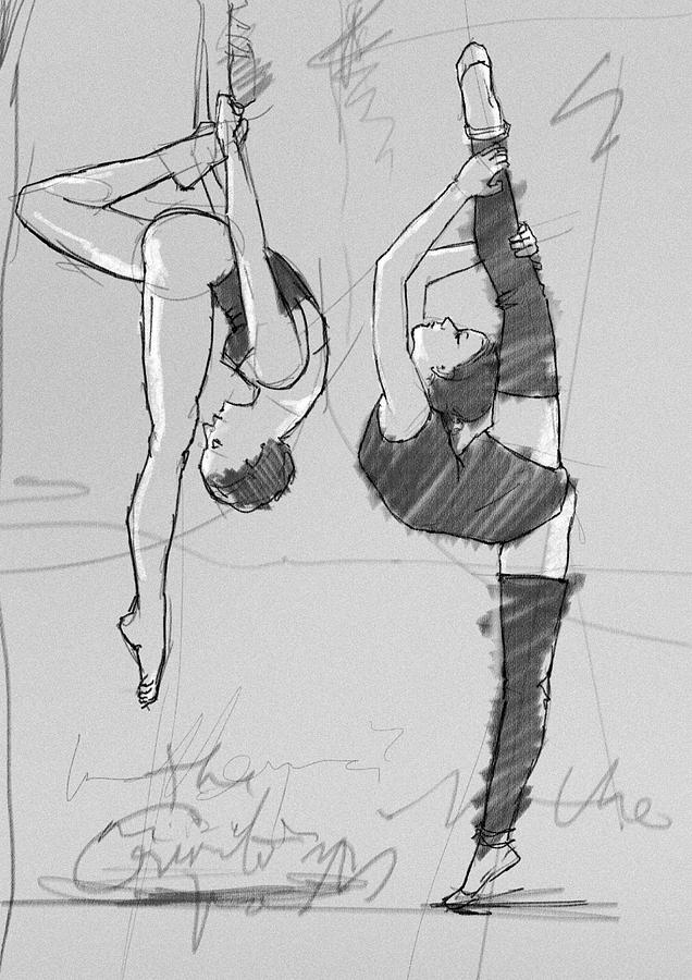 636x900 Acrobat And Ballerina Drawing - Acrobat Drawing