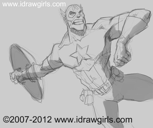 500x420 how to draw captain america action pose - Action Drawing