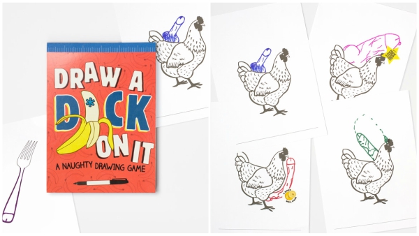 600x338 naughty 'draw a dck on it' activity book helps you de stress - Ad Drawing