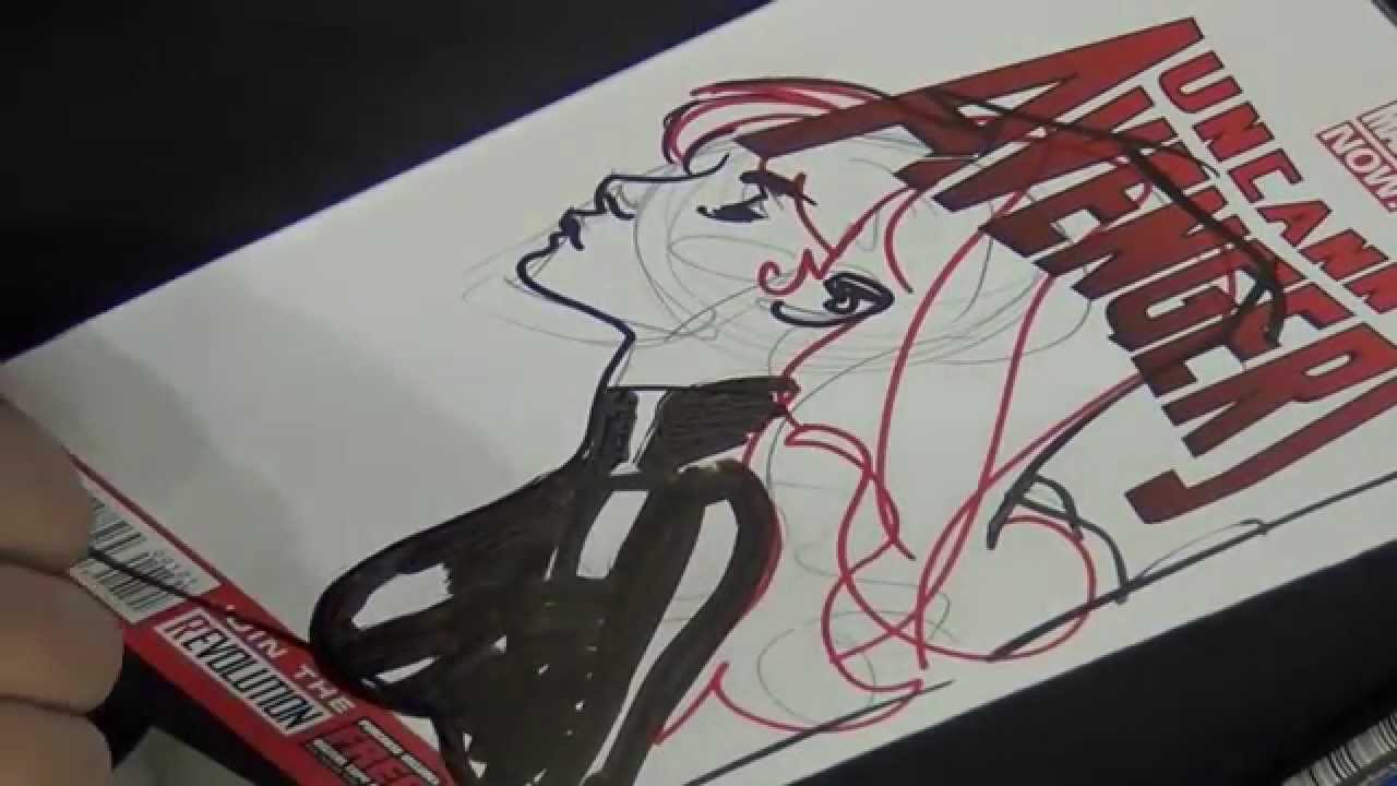 1280x720 Adam Hughes Drawing Black Widow - Adam Hughes Drawing