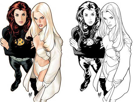 444x339 Adam Hughes Lines And Colors - Adam Hughes Drawing