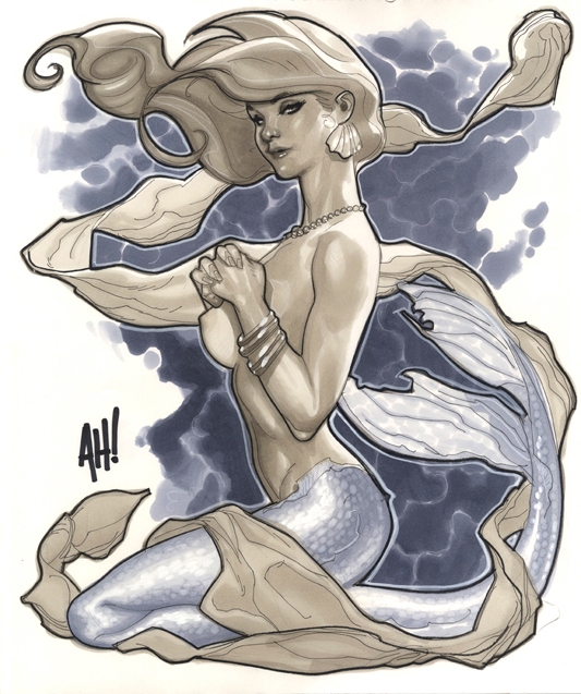 533x637 Just Say Ah! Paintings, Drawings And Sketches Mermaid Drawing - Adam Hughes Drawing
