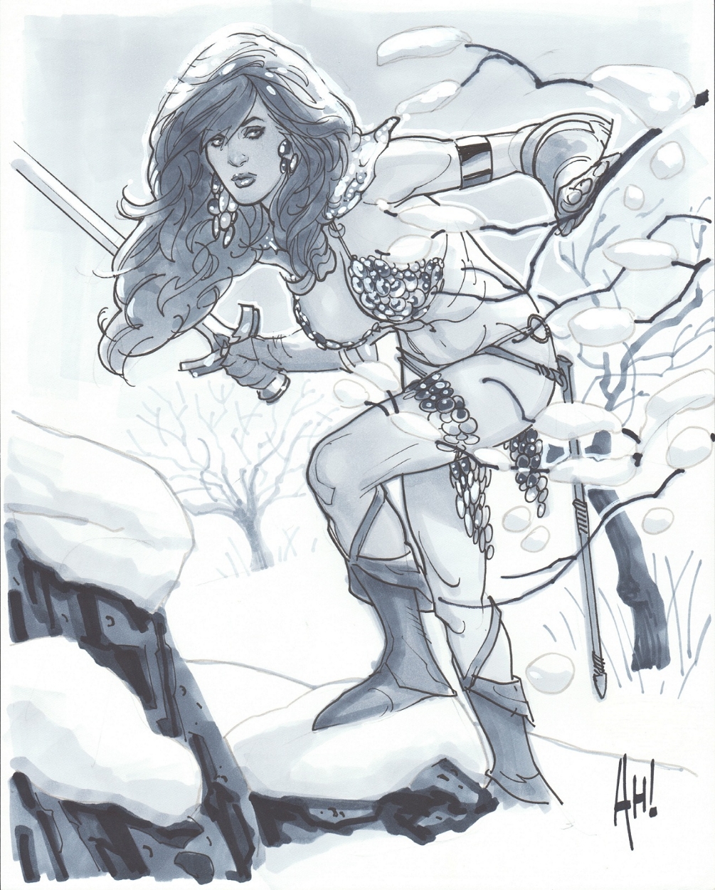 1005x1250 Red Sonja - Adam Hughes Drawing
