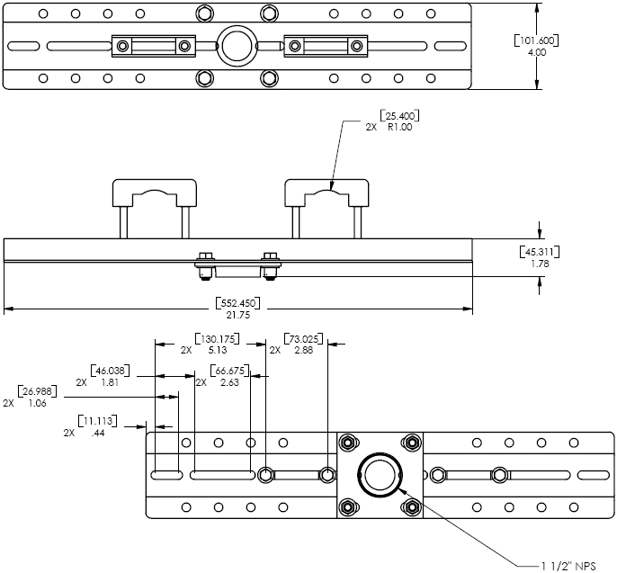686x637 chief architectural spanning ceiling adapter - Adapter Drawing