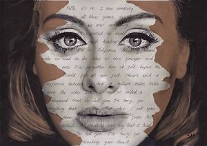 300x212 Adele Original Portrait Drawing With Hello Lyrics - Adele Drawing