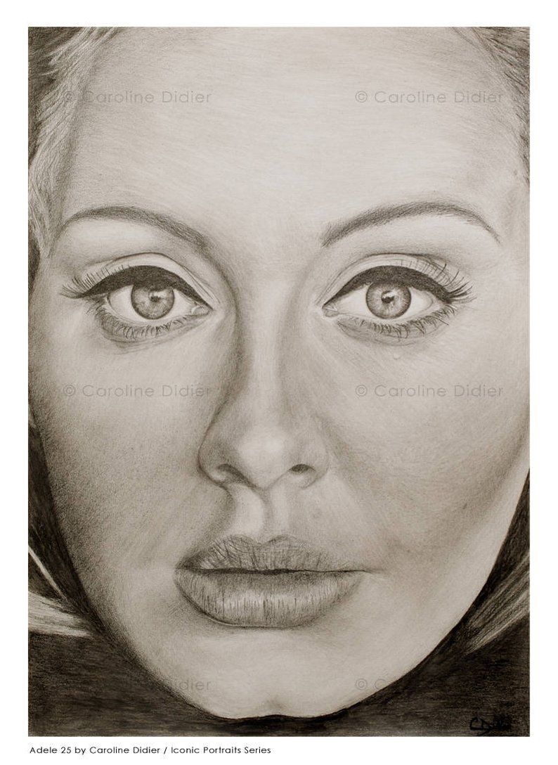 794x1088 Adele Drawing Limited Edition Iconic Portraits Art Print Etsy - Adele Drawing