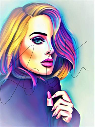 375x500 Adele Abstract Drawing Print Poster Hand Drawn Pop Art - Adele Drawing