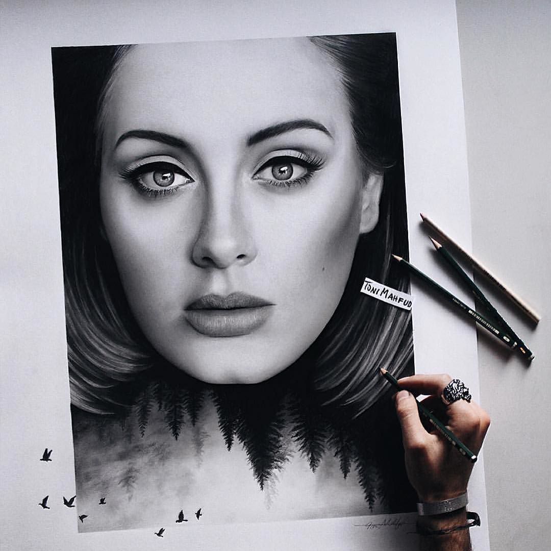 1080x1080 Stunning Adele Drawing - Adele Drawing