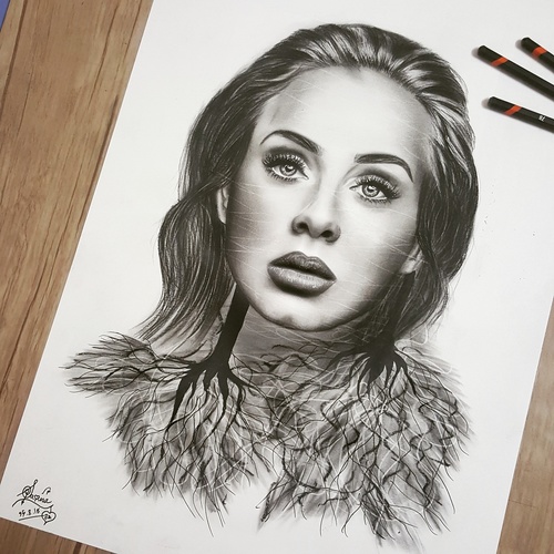500x500 this is a double exposure drawing from adele - Adele Drawing