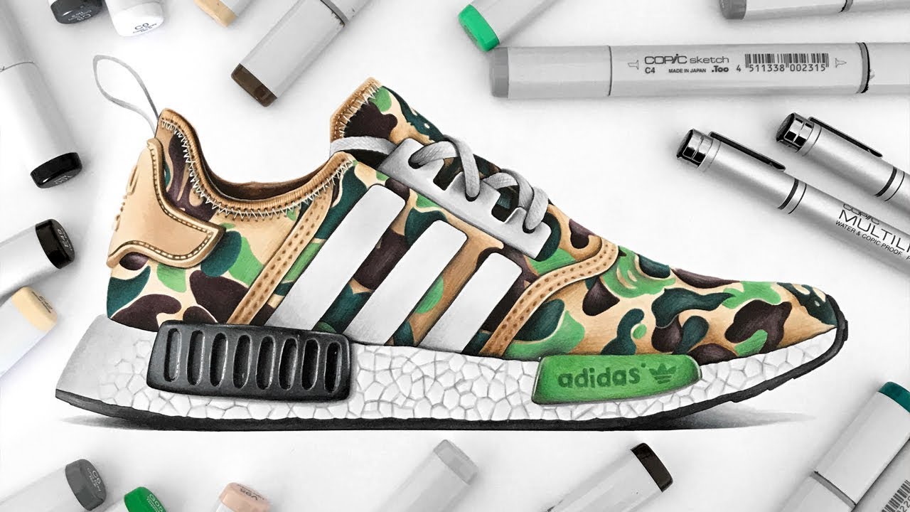 1280x720 drawing bape x adidas nmd - Adidas Drawing Shoes