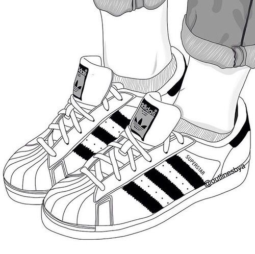 500x498 outline, adidas, and shoes image a sketchy studio tumblr - Adidas Drawing Shoes