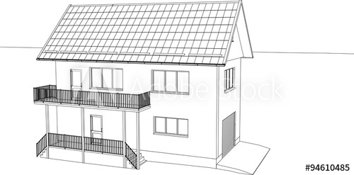 500x247 the house drawing in the vector the contours of the house - Adobe House Drawing
