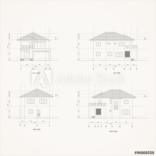 500x500 Elevation House Drawing - Adobe House Drawing