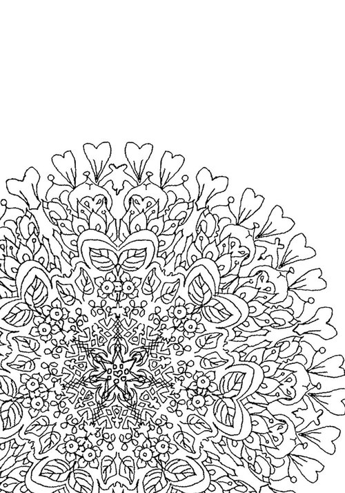 500x714 Digital Download Colouring Page, Adult Coloring, Flowerline - Adult Drawing
