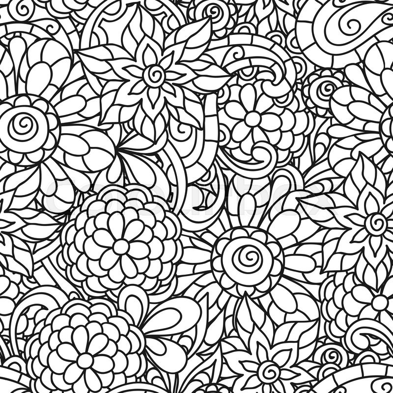 800x800 Seamless Nature Pattern With Line Stock Vector Colourbox - Adult Drawing