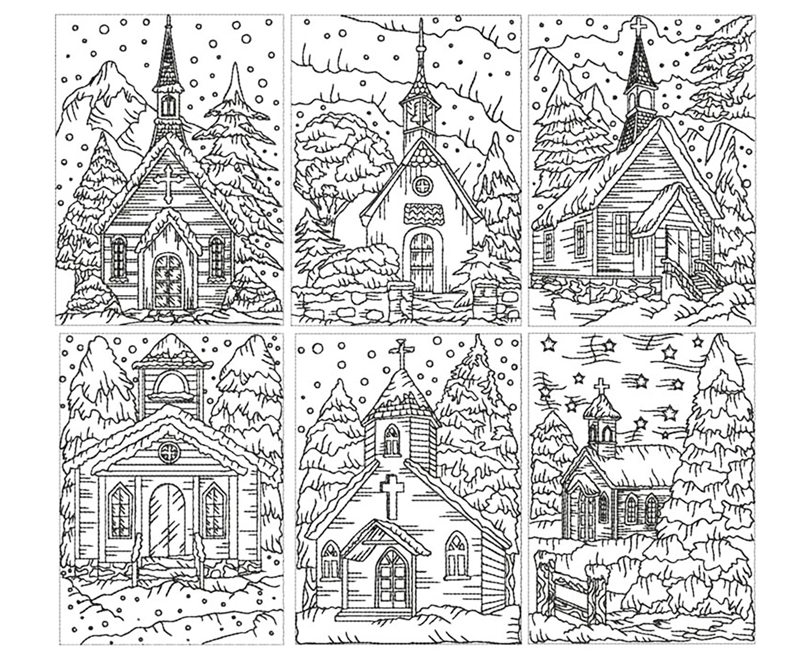 1600x1307 Church Under The Snow - Adult Drawings