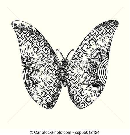 450x470 Drawing Zentangle For Butterfly Adult Coloring - Adult Drawings