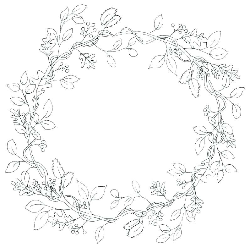 796x786 wreath colouring - Advent Wreath Drawing