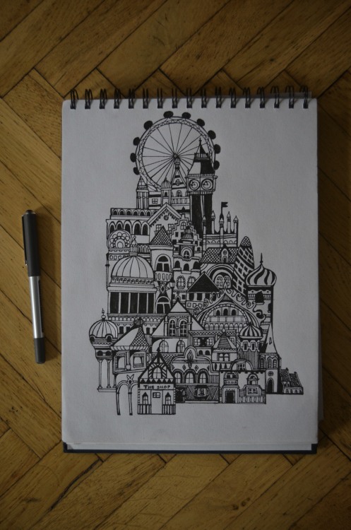 497x750 Drawing Art Black And White White Pencil Black City London Magic - Adventure Drawing